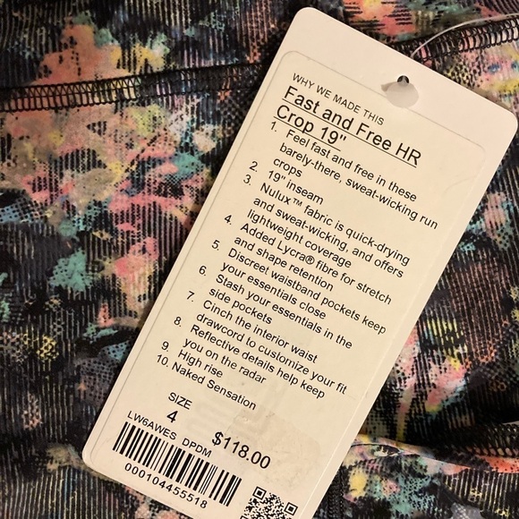 Lululemon NWT Fast and Free High-Rise Crop 19" Reflective Stencil Blossom - Picture 7 of 12